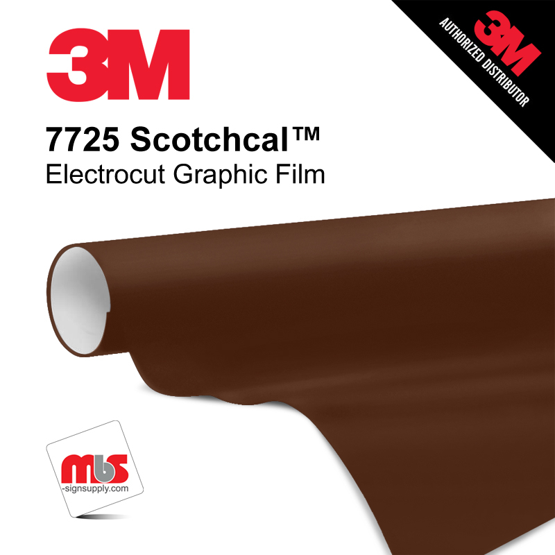 24'' x 10 Yards 3M™ 7725 Scotchcal™ ElectroCut™ Gloss Deep Mahogany Brown 8 year Unpunched 2 Mil Cast Graphic Vinyl Film (Color Code 019)