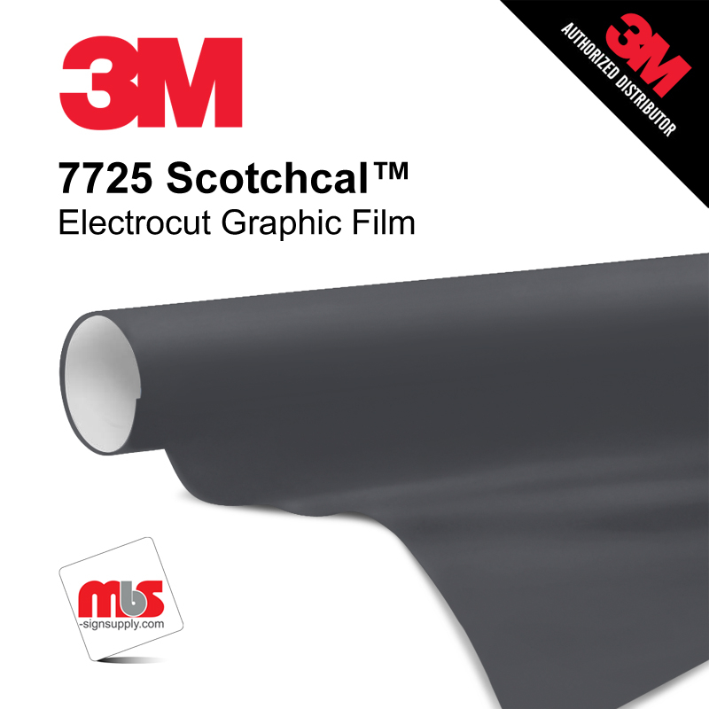 24'' x 10 Yards 3M™ 7725 Scotchcal™ ElectroCut™ Gloss Dark Grey 8 year Unpunched 2 Mil Cast Graphic Vinyl Film (Color Code 041)