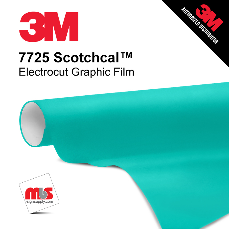 24'' x 10 Yards 3M™ 7725 Scotchcal™ ElectroCut™ Gloss Aqua 8 year Unpunched 2 Mil Cast Graphic Vinyl Film (Color Code 176)