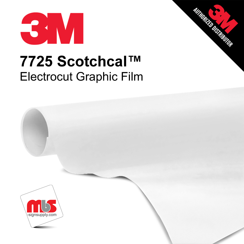 15'' x 50 Yards 3M™ 7725 Scotchcal™ ElectroCut™ Gloss White 8 year Punched 2 Mil Cast Graphic Vinyl Film (Color Code 010)