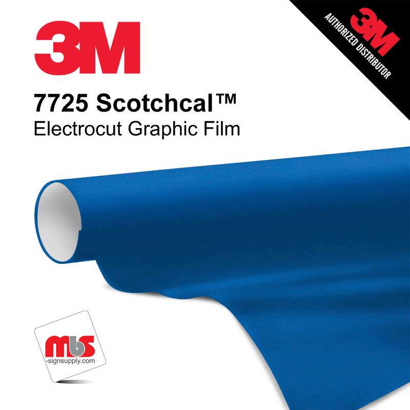 15'' x 50 Yards 3M™ 7725 Scotchcal™ ElectroCut™ Gloss Vivid Blue 8 year Punched 2 Mil Cast Graphic Vinyl Film (Color Code 017)