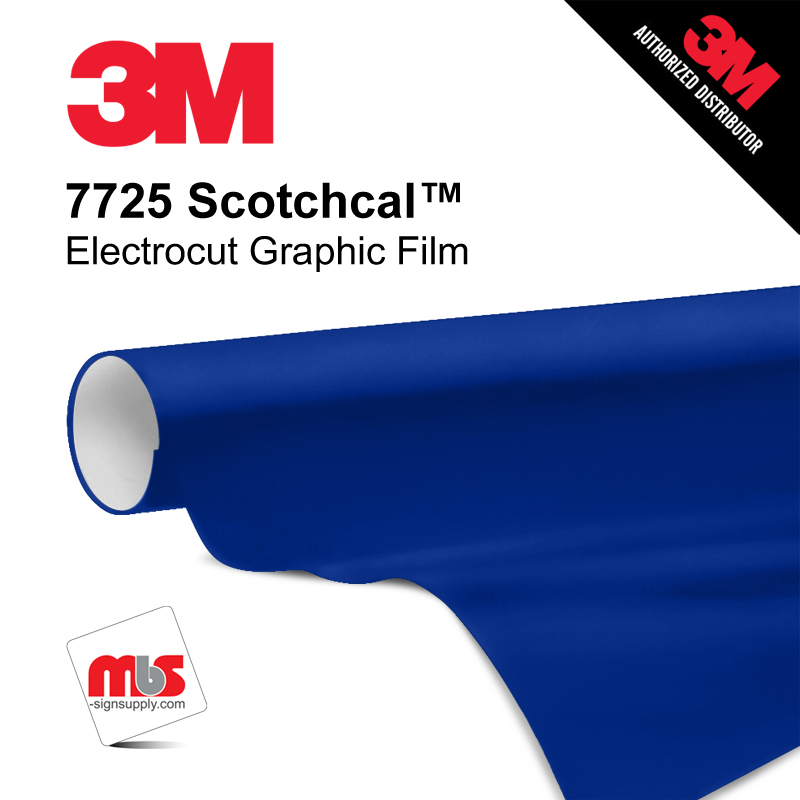 15'' x 50 Yards 3M™ 7725 Scotchcal™ ElectroCut™ Gloss Sapphire Blue 8 year Punched 2 Mil Cast Graphic Vinyl Film (Color Code 037)