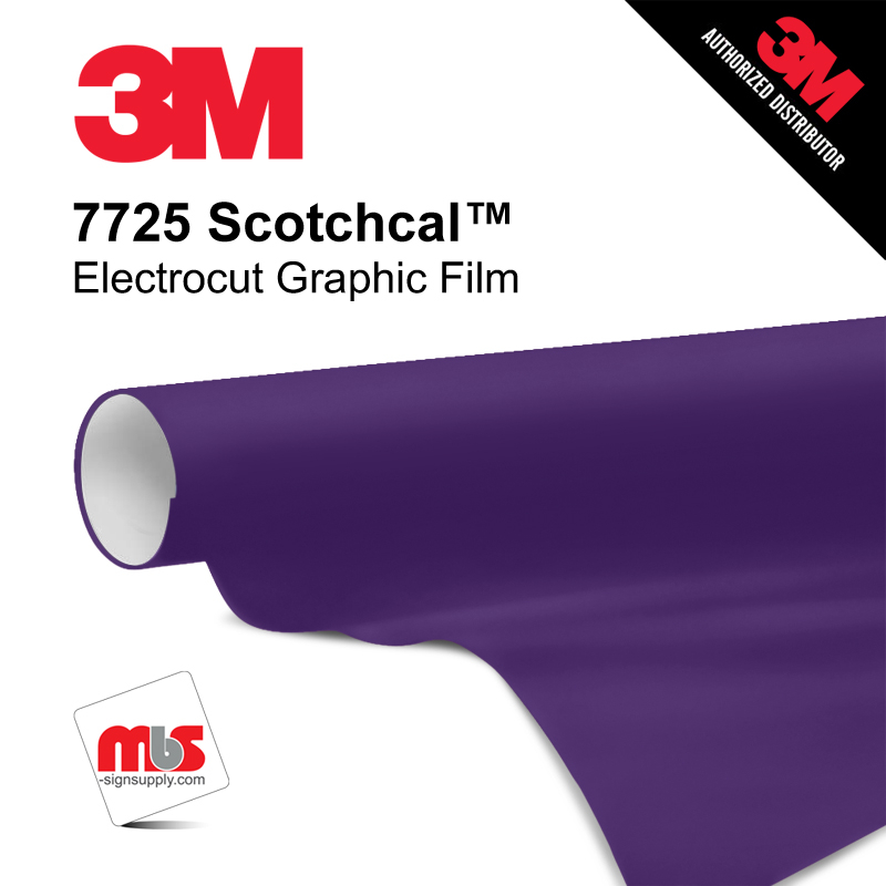 15'' x 50 Yards 3M™ 7725 Scotchcal™ ElectroCut™ Gloss Purple 8 year Punched 2 Mil Cast Graphic Vinyl Film (Color Code 048)