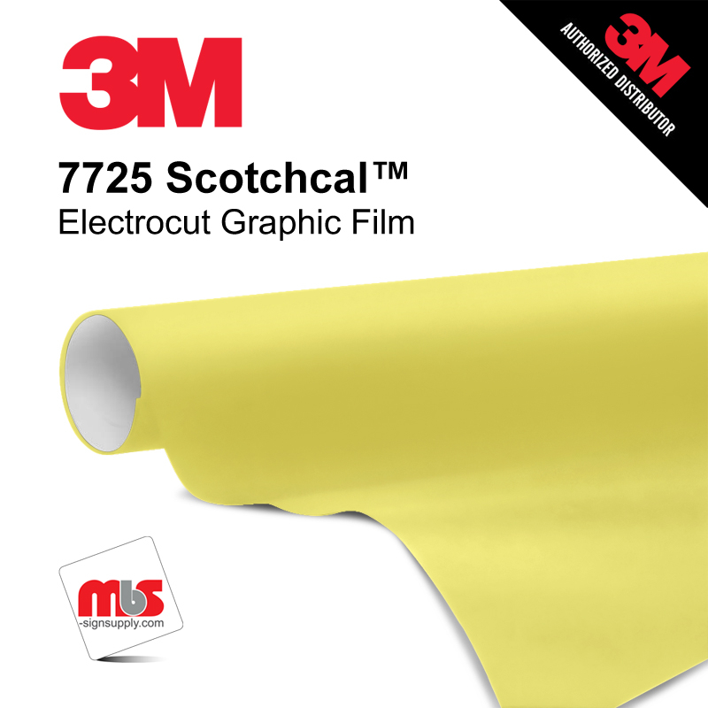 15'' x 50 Yards 3M™ 7725 Scotchcal™ ElectroCut™ Gloss Vista Yellow 8 year Punched 2 Mil Cast Graphic Vinyl Film (Color Code 085)