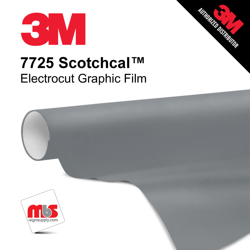 15'' x 50 Yards 3M™ 7725 Scotchcal™ ElectroCut™ Gloss Satin Aluminum 8 year Punched 2 Mil Cast Graphic Vinyl Film (Color Code 120)