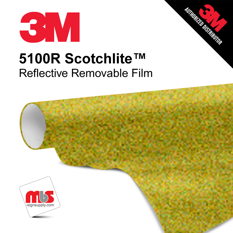 30'' x 10 Yards 3M™ 5100R Scotchlite™ Gloss Lemon Yellow 7 year Punched 7 Mil Graphic Vinyl Film (Color Code 081)