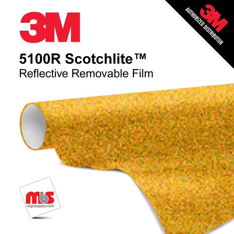 30'' x 10 Yards 3M™ 5100R Scotchlite™ Gloss Yellow 7 year Unpunched 7 Mil Graphic Vinyl Film (Color Code 071)