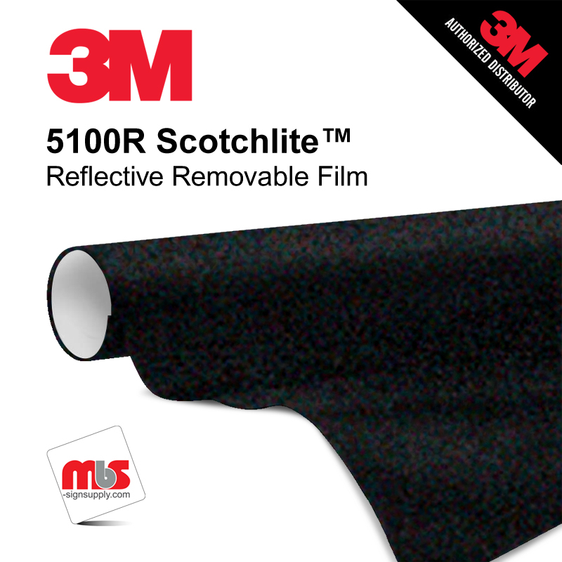 30'' x 50 Yards 3M™ 5100R Scotchlite™ Gloss Black 7 year Punched 7 Mil Graphic Vinyl Film (Color Code 085)