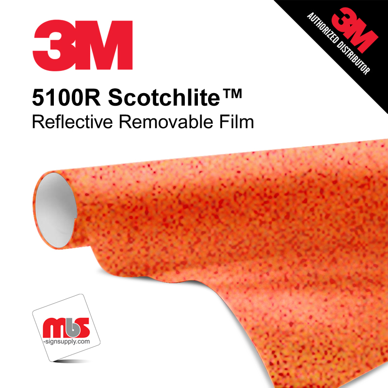 30'' x 50 Yards 3M™ 5100R Scotchlite™ Gloss Orange 7 year Punched 7 Mil Graphic Vinyl Film (Color Code 014)