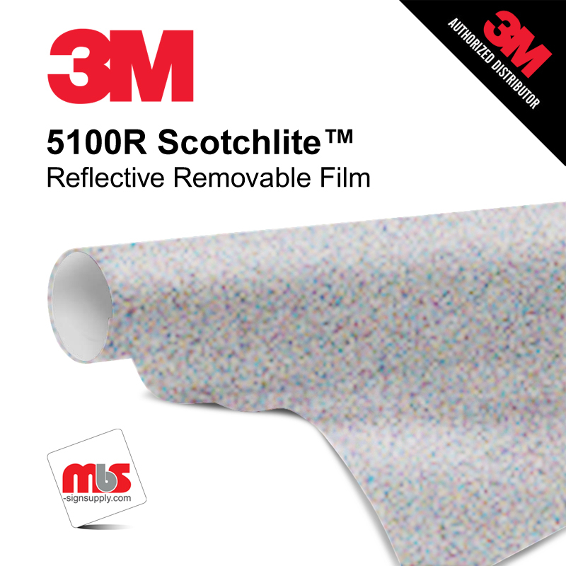 30'' x 50 Yards 3M™ 5100R Scotchlite™ Gloss White 7 year Punched 7 Mil Graphic Vinyl Film (Color Code 010)