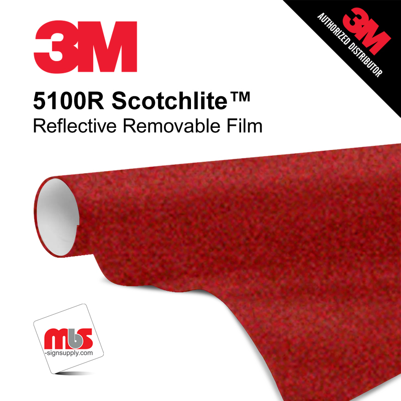 48'' x 10 Yards 3M™ 5100R Scotchlite™ Gloss Ruby Red 7 year Unpunched 7 Mil Graphic Vinyl Film (Color Code 082)