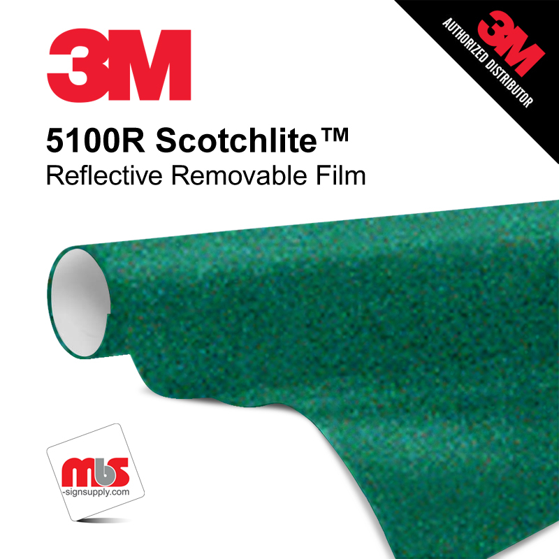 48'' x 50 Yards 3M™ 5100R Scotchlite™ Gloss Green 7 year Unpunched 7 Mil Graphic Vinyl Film (Color Code 077)