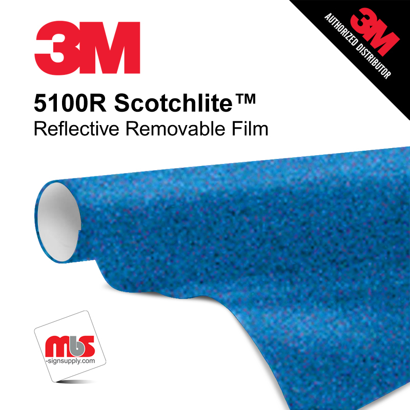 48'' x 50 Yards 3M™ 5100R Scotchlite™ Gloss Light Blue 7 year Unpunched 7 Mil Graphic Vinyl Film (Color Code 076)