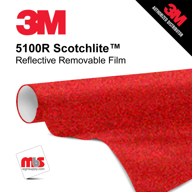 48'' x 50 Yards 3M™ 5100R Scotchlite™ Gloss Red 7 year Unpunched 7 Mil Graphic Vinyl Film (Color Code 072)