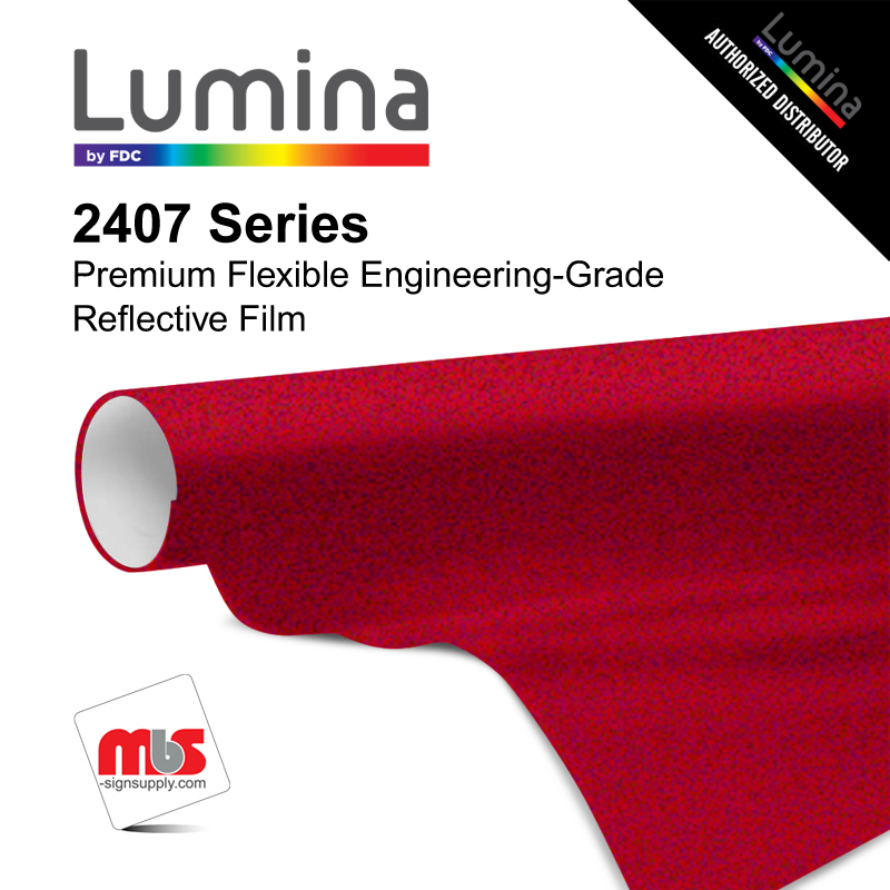 48" x 50 Yards Lumina® 2407 Gloss Red 5 Year Unpunched 5.9 Mil Retroreflective Vinyl Film (Color Code 001)