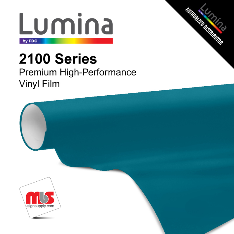 15'' x 50 Yards Lumina® 2100 Gloss Teal Blue 9 Year Punched 2 Mil Cast Vinyl Film (Color Code 130)