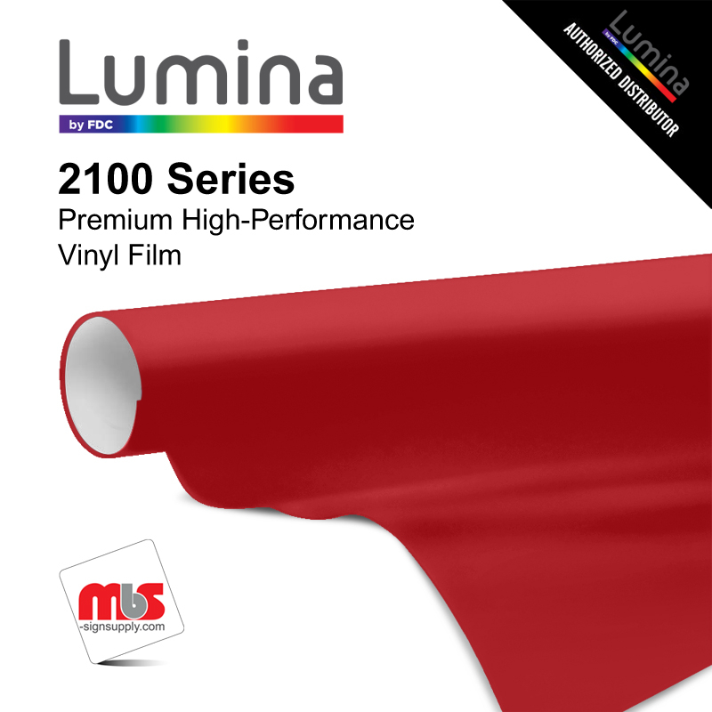 15'' x 50 Yards Lumina® 2100 Gloss Spectra Red 9 Year Punched 2 Mil Cast Vinyl Film (Color Code 434)