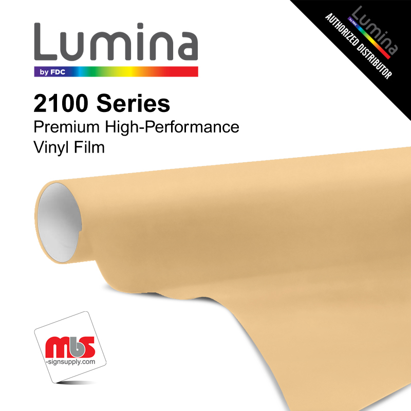 30'' x 10 Yards Lumina® 2100 Gloss Camel 9 Year Punched 2 Mil Cast Vinyl Film (Color Code 348)