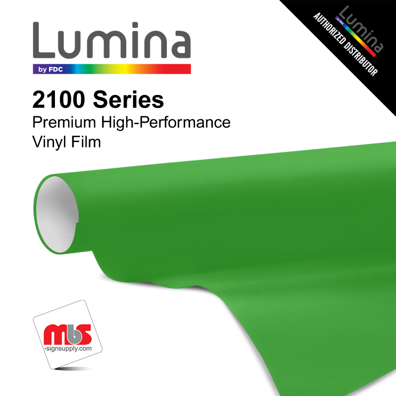 30'' x 10 Yards Lumina® 2100 Gloss Apple Green 9 Year Punched 2 Mil Cast Vinyl Film (Color Code 069)