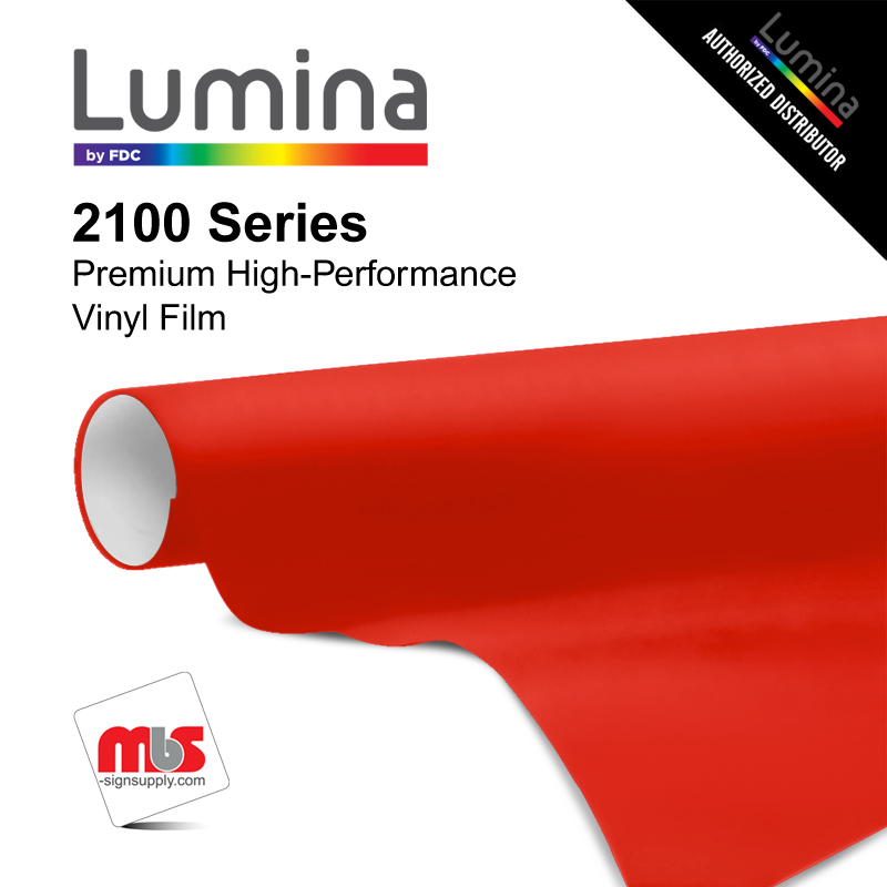 30'' x 10 Yards Lumina® 2100 Gloss Warm Red 9 Year Punched 2 Mil Cast Vinyl Film (Color Code 26 9)