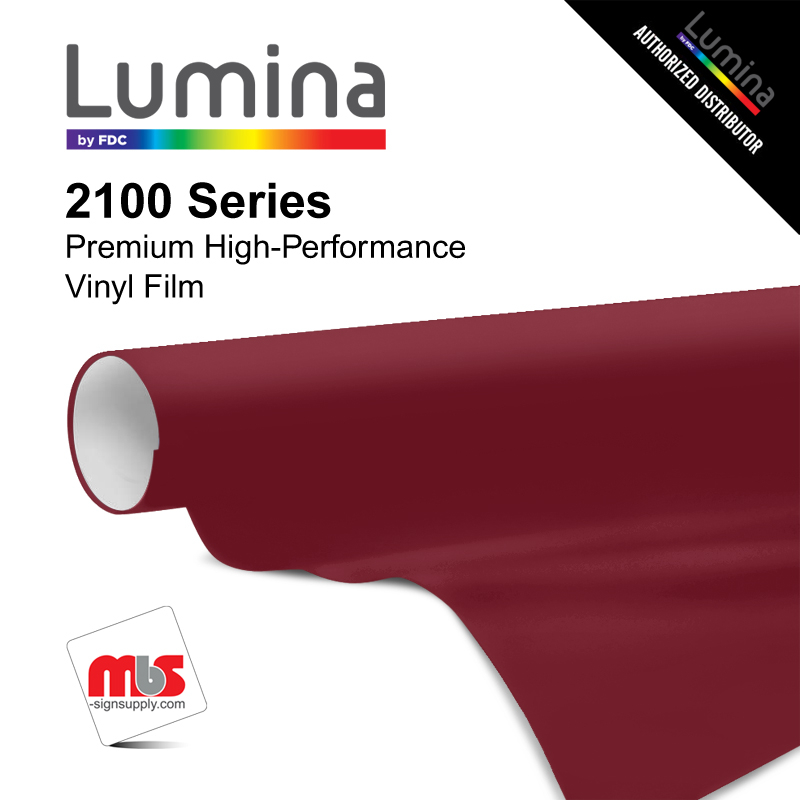 30'' x 10 Yards Lumina® 2100 Gloss Medium Burgundy 9 Year Punched 2 Mil Cast Vinyl Film (Color Code 342)