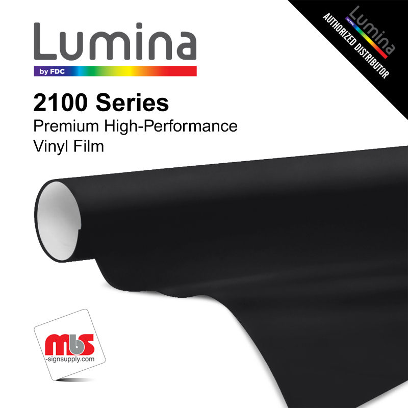 60'' x 5 Yards Lumina® 2100 Matte Black 9 Year Unpunched 2 Mil Cast Vinyl Film (Color Code 040)