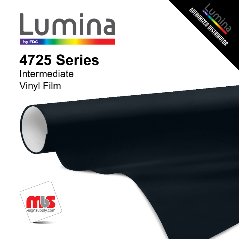 30" x 50 Yards Lumina® 4725 Semi Gloss Black 5 Year Punched 3.2 Mil Calendered Vinyl Film (Color Code 012)