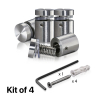 (Set of 4) 3/4'' Dia. X 3/4'' Barrel Length,  (316 Marine Grade) Stainless Steel Brushed Finish. Standoff with (4) 2216Z Screws and (4) LANC1 Anchors for concrete/drywall and (1) M4 Allen Key (For Inside / Outside use) [Req. Mat. Hole Size: 7/16'']