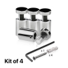 (Set of 4) 3/4'' Diameter X 1'' Barrel Length, Stainless Steel Polished Finish. Adjustable Edge Grip Standoff with (4) 2216Z Screws and (4) LANC1 Anchors  for concrete/drywall (For Inside Use Only)