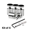 (Set of 4) 1'' Diameter X 1'' Barrel Length, Stainless Steel Polished Finish. Adjustable Edge Grip Standoff with (4) 2216Z Screws and (4) LANC1 Anchors  for concrete/drywall (For Inside Use Only)