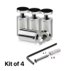 (Set of 4) 1'' Diameter X 1-1/2'' Barrel Length, Stainless Steel Polished Finish. Adjustable Edge Grip Standoff with (4) 2216Z Screws and (4) LANC1 Anchors  for concrete/drywall (For Inside Use Only)