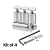 (Set of 4) 1'' Diameter X 2'' Barrel Length, Stainless Steel Satin Brushed Finish. Adjustable Edge Grip Standoff with (4) 2216Z Screws and (4) LANC1 Anchors  for concrete/drywall (For Inside Use Only)