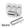 (Set of 4) 1-1/2'' Diameter X 2'' Barrel Length, Stainless Steel Polished Finish. Adjustable Edge Grip Standoff with (4) 2216Z Screws and (4) LANC1 Anchors  for concrete/drywall (For Inside Use Only)