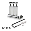 (Set of 4) 1/2'' Diameter X 2'' Barrel Length, Stainless Steel Polished Finish. Adjustable Edge Grip Standoff with (4) 2208Z Screw and (4) LANC1 Anchor  for concrete/drywall (For Inside Use Only)