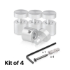 (Set of 4) 5/8'' Diameter X 1/2'' Barrel Length, Aluminum Clear Anodized Finish. Adjustable Edge Grip Standoff with (4) 2208Z Screw and (4) LANC1 Anchor  for concrete/drywall (For Inside Use Only)