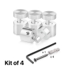 (Set of 4) 5/8'' Diameter X 1/2'' Barrel Length, Aluminum Clear Shiny Anodized Finish. Adjustable Edge Grip Standoff with (4) 2208Z Screw and (4) LANC1 Anchor  for concrete/drywall (For Inside Use Only)