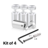 (Set of 4) 5/8'' Diameter X 1'' Barrel Length, Aluminum Clear Shiny Anodized Finish. Adjustable Edge Grip Standoff with (4) 2208Z Screw and (4) LANC1 Anchor  for concrete/drywall (For Inside Use Only)