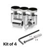 (Set of 4) 3/4'' Diameter X 3/4'' Barrel Length, Stainless Steel Polished Finish. Adjustable Edge Grip Standoff with (4) 2216Z Screws and (4) LANC1 Anchors  for concrete/drywall (For Inside Use Only)