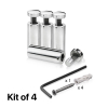 (Set of 4) 3/4'' Diameter X 2'' Barrel Length, Stainless Steel Polished Finish. Adjustable Edge Grip Standoff with (4) 2216Z Screws and (4) LANC1 Anchors  for concrete/drywall (For Inside Use Only)