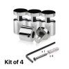 (Set of 4) 7/8'' Diameter X 3/4'' Barrel Length, Stainless Steel Polished Finish. Adjustable Edge Grip Standoff with (4) 2216Z Screws and (4) LANC1 Anchors  for concrete/drywall (For Inside Use Only)