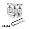 (Set of 4) 7/8'' Diameter X 1'' Barrel Length, Stainless Steel Satin Brushed Finish. Adjustable Edge Grip Standoff with (4) 2216Z Screws and (4) LANC1 Anchors  for concrete/drywall (For Inside Use Only)