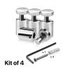 (Set of 4) 7/8'' Diameter X 1'' Barrel Length, Stainless Steel Polished Finish. Adjustable Edge Grip Standoff with (4) 2216Z Screws and (4) LANC1 Anchors  for concrete/drywall (For Inside Use Only)