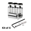 (Set of 4) 7/8'' Diameter X 1-1/2'' Barrel Length, Stainless Steel Polished Finish. Adjustable Edge Grip Standoff with (4) 2216Z Screws and (4) LANC1 Anchors  for concrete/drywall (For Inside Use Only)