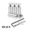 (Set of 4) 7/8'' Diameter X 2'' Barrel Length, Stainless Steel Satin Brushed Finish. Adjustable Edge Grip Standoff with (4) 2216Z Screws and (4) LANC1 Anchors  for concrete/drywall (For Inside Use Only)