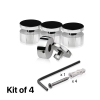 (Set of 4) 1-1/4'' Diameter X 1/2'' Barrel Length, Stainless Steel Polished Finish. Adjustable Edge Grip Standoff with (4) 2216Z Screws and (4) LANC1 Anchors  for concrete/drywall (For Inside Use Only)