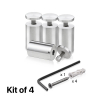 (Set of 4) 1-1/4'' Diameter X 2'' Barrel Length, Stainless Steel Satin Brushed Finish. Adjustable Edge Grip Standoff with (4) 2216Z Screws and (4) LANC1 Anchors  for concrete/drywall (For Inside Use Only)