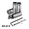 (Set of 4) 1'' Diameter X 2-1/2'' Barrel Length, (304) Stainless Steel Polished Finish. Standoff with (4) 2216Z Screws and (4) LANC1 Anchors for concrete or drywall (For Inside / Outside use) Secure Standoff [Required Material Hole Size: 7/16'']