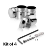 (Set of 4) 3/4'' Diameter X 1/2'' Barrel Length, (304) Stainless Steel Polished Finish. Standoff with (4) 2216Z Screws and (4) LANC1 Anchors for concrete or drywall (For Inside / Outside use) Secure Standoff [Required Material Hole Size: 7/16'']