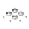 Set of 4 Conical Screw Cover, Diameter: 1'', Aluminum Clear Shiny Anodized Finish (Indoor or Outdoor Use)