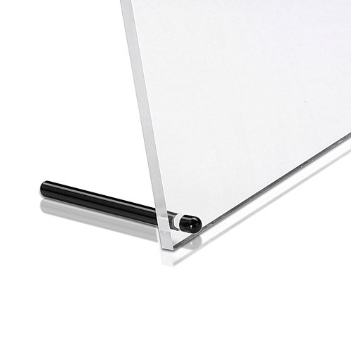 12 1/2'' x 10'' Clear Acrylic Frame Kit with 3'' Black Anodized Aluminum Cylinder Desktop Standoffs